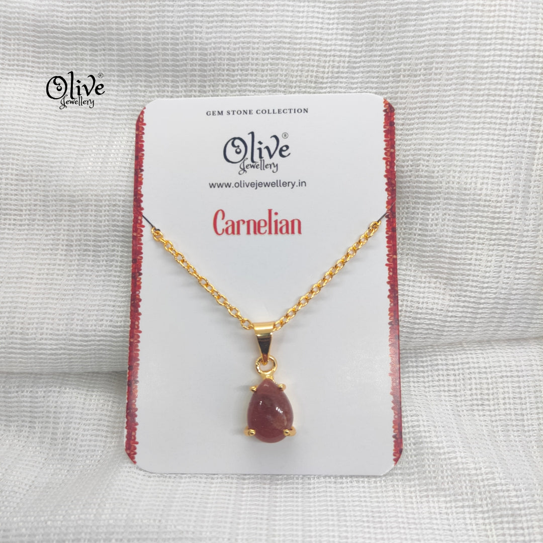Golden Brass Collection Pendent - Natural Stones - Claw Fitting - Finished Drop Shape - 44