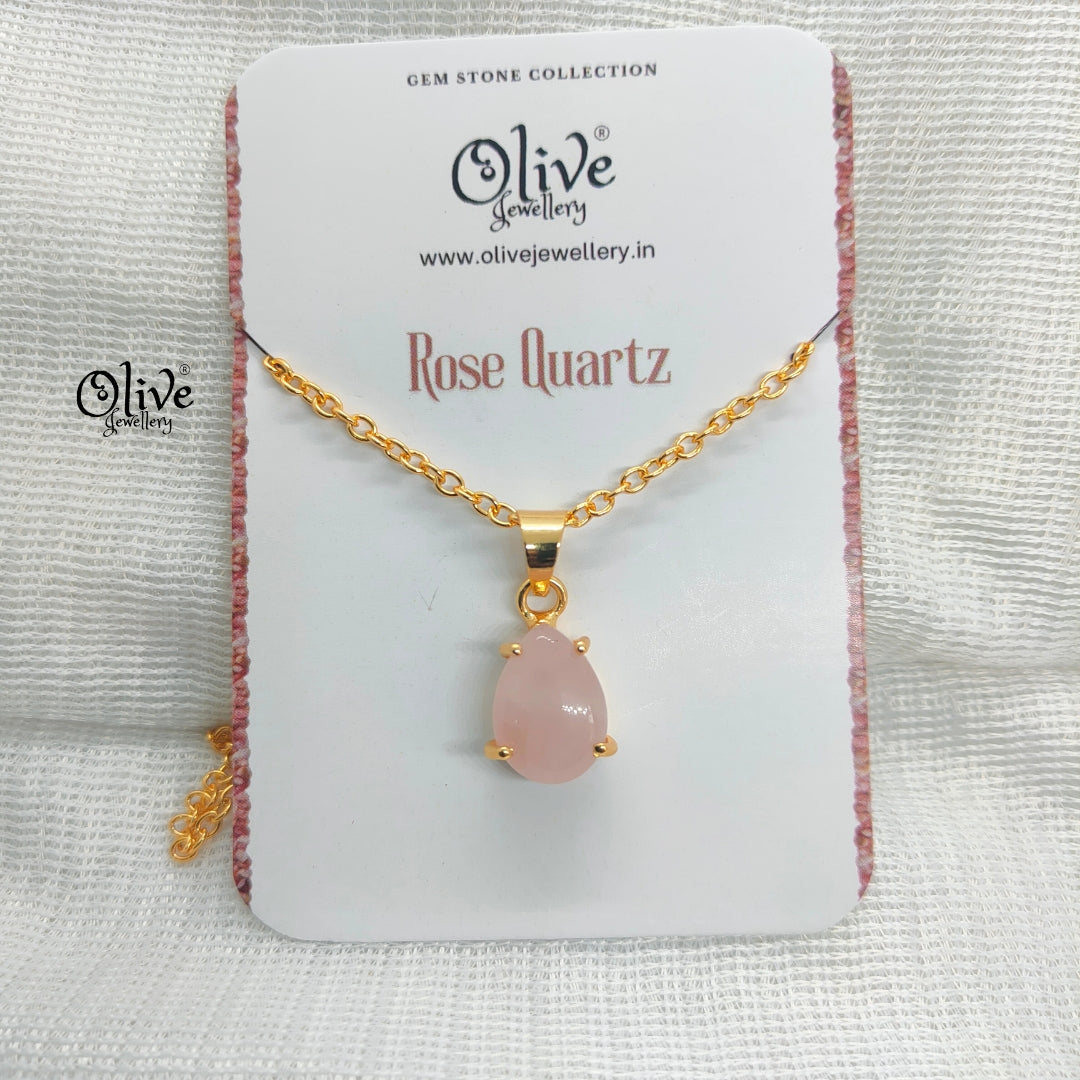 Golden Brass Collection Pendent - Natural Stones - Claw Fitting - Finished Drop Shape - 44