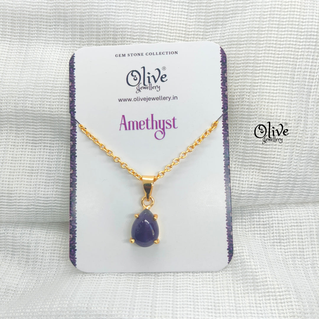 Golden Brass Collection Pendent - Natural Stones - Claw Fitting - Finished Drop Shape - 44