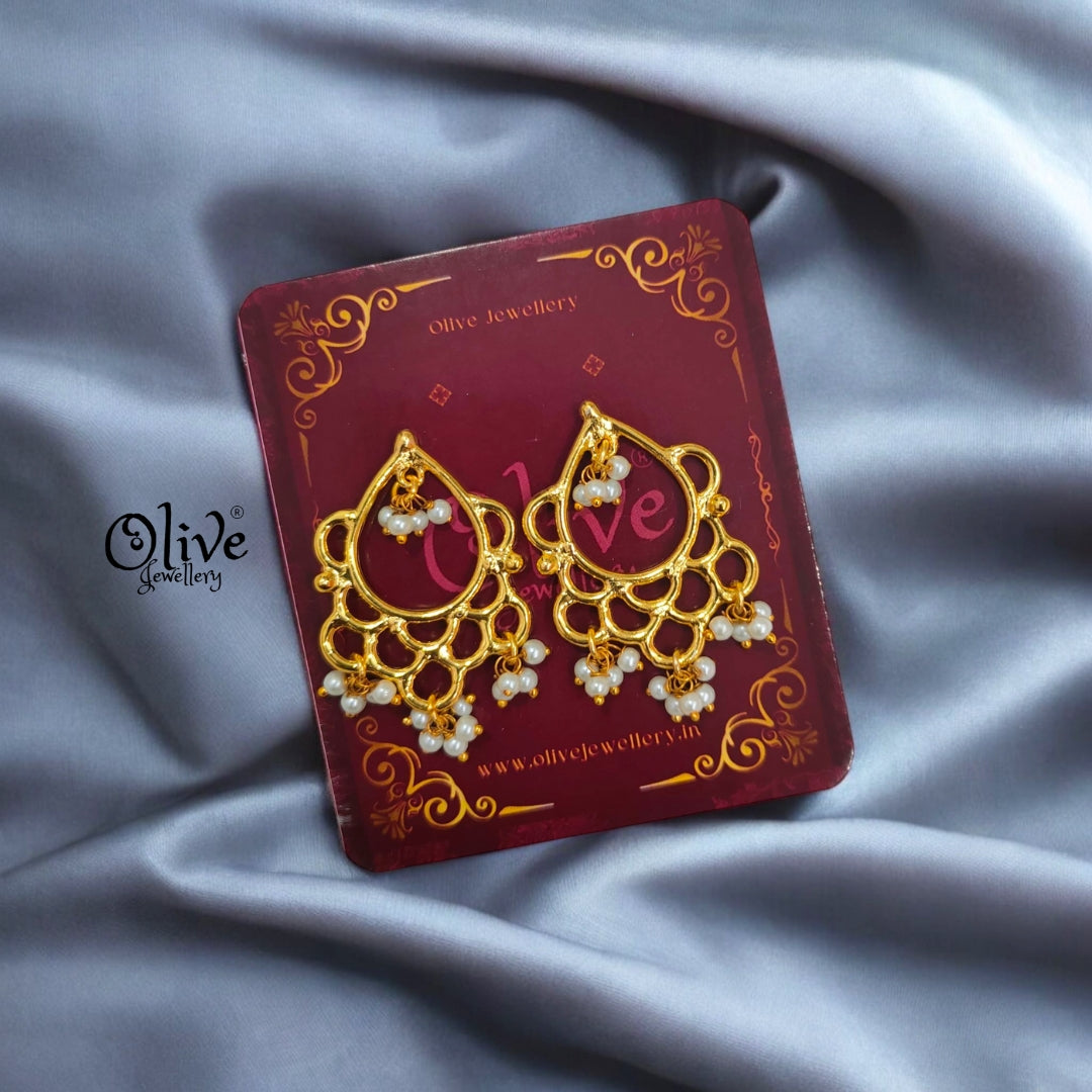 Golden Brass Earrings - 148