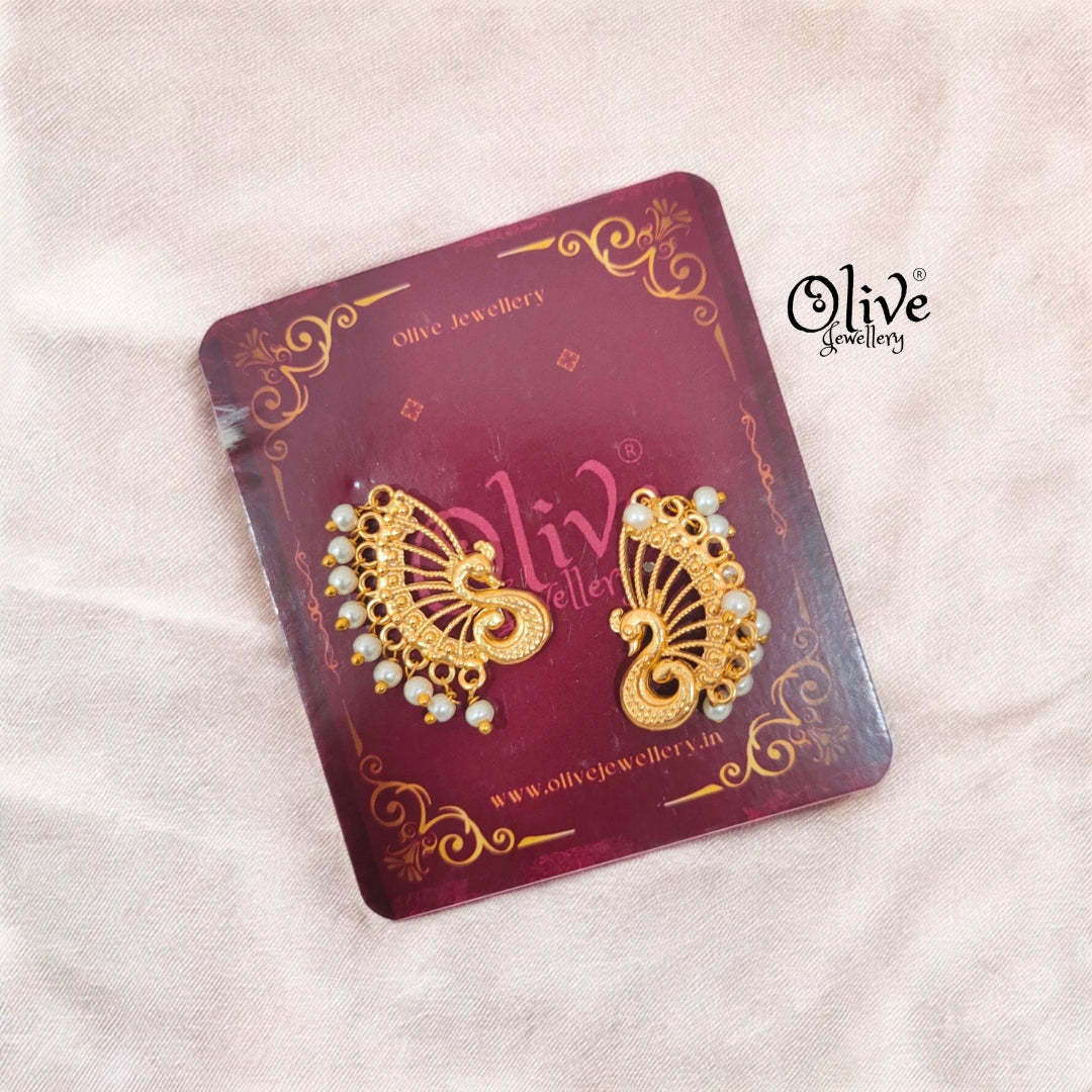 Golden Brass Earrings - 151