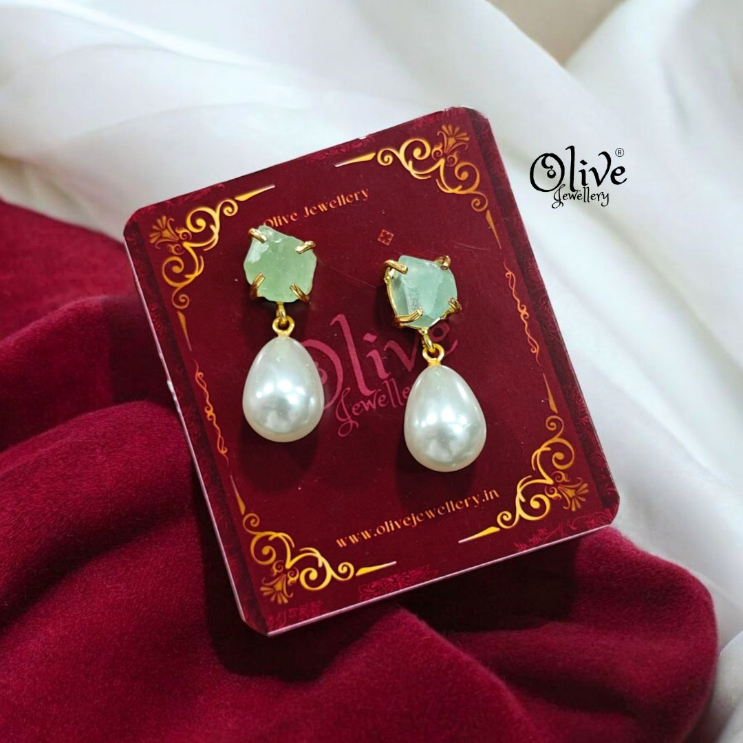 Golden Brass Earrings - 146