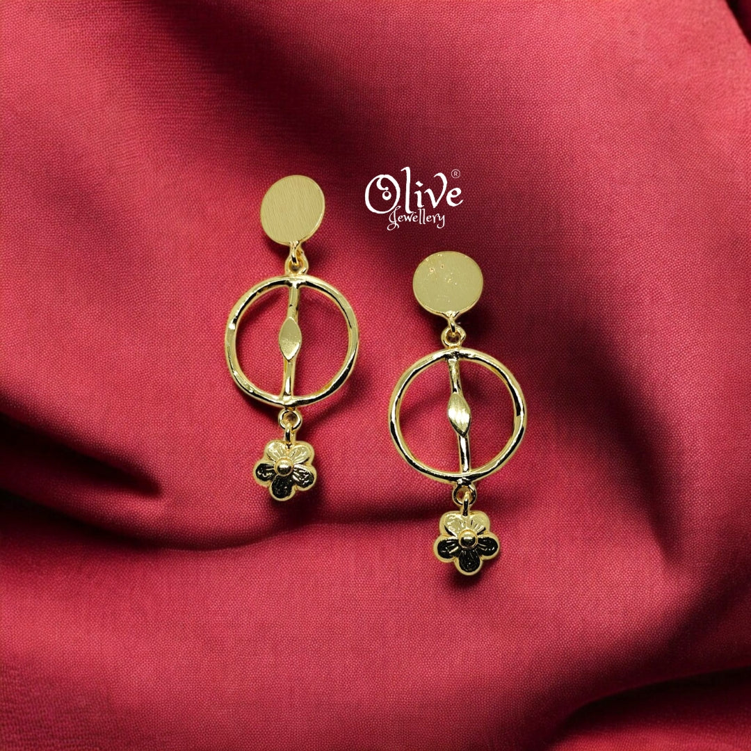 Golden Brass Earrings - 157