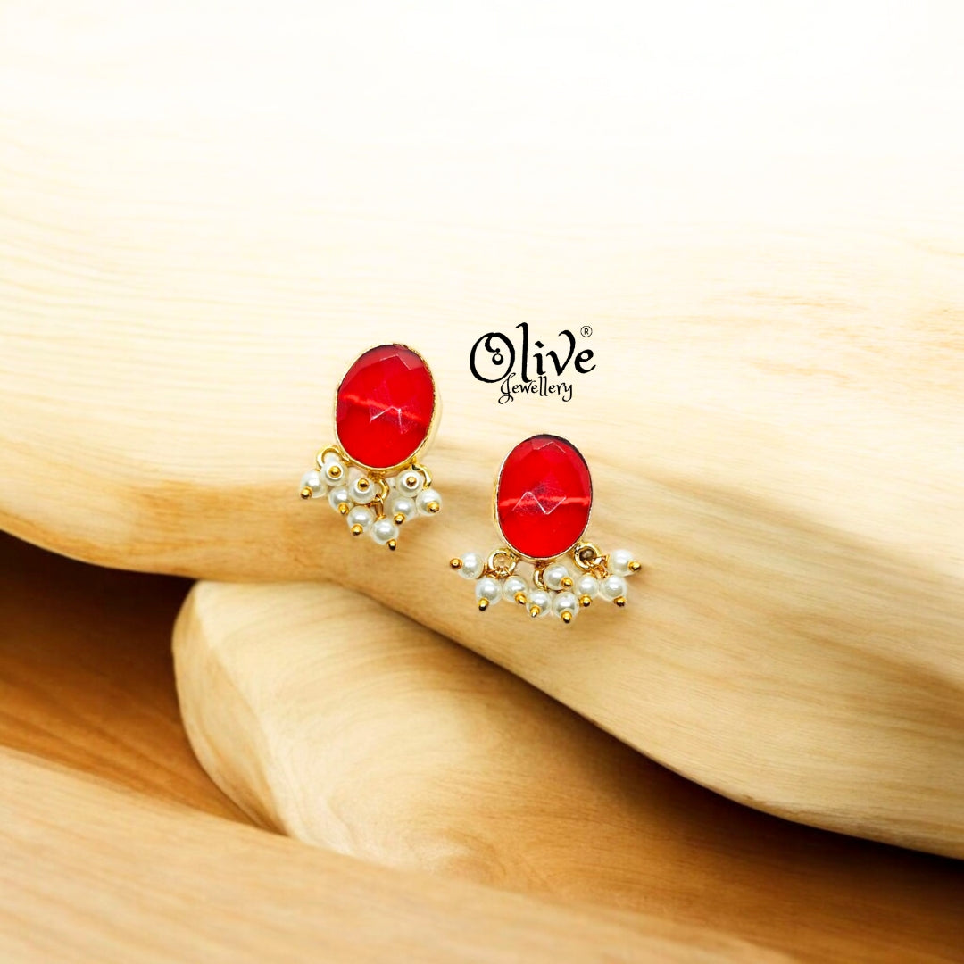 Golden Brass Earrings - 162