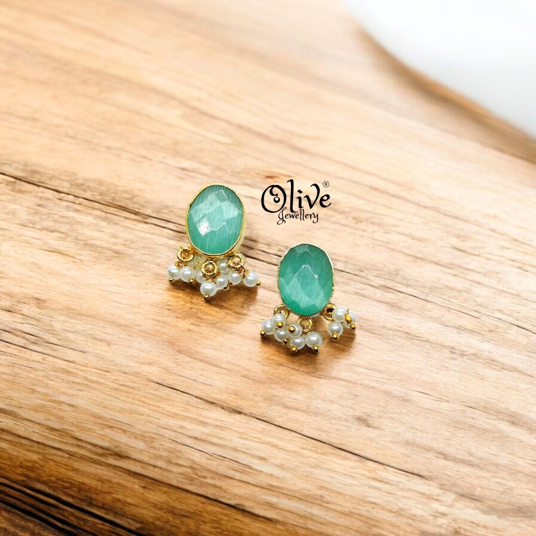 Golden Brass Earrings - 162