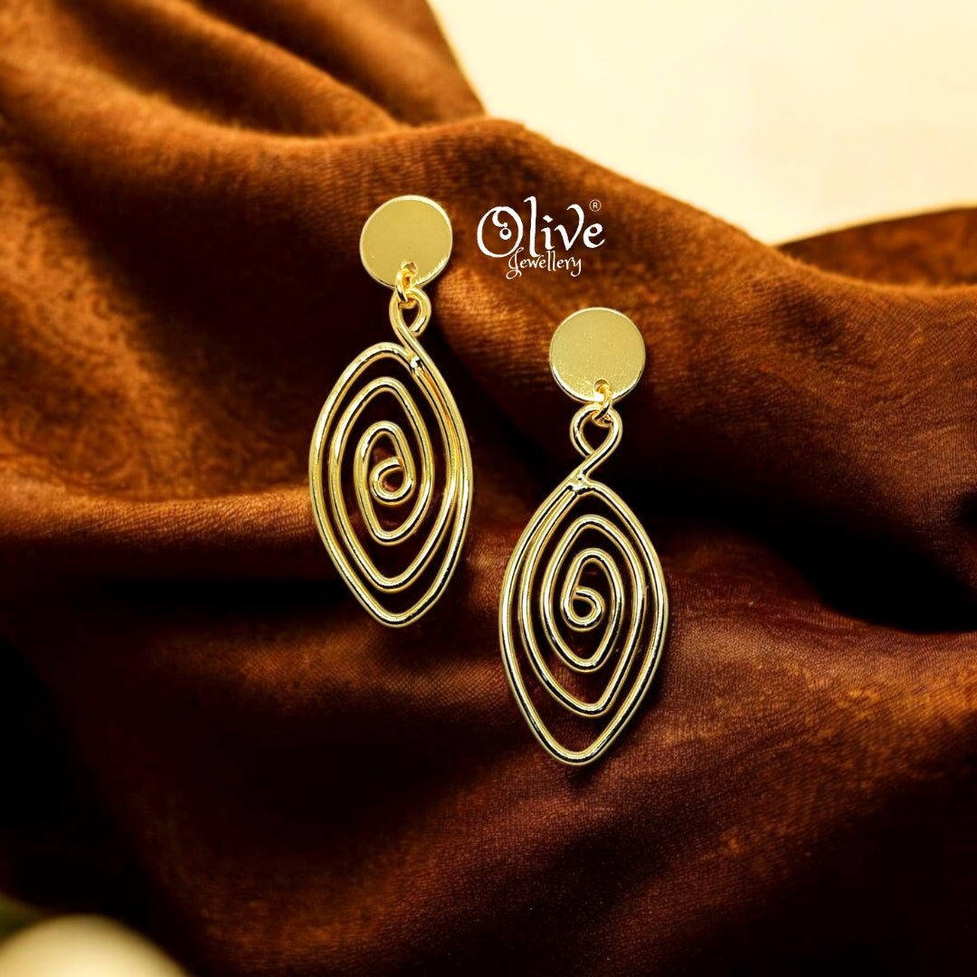 Golden Brass Earrings - 172