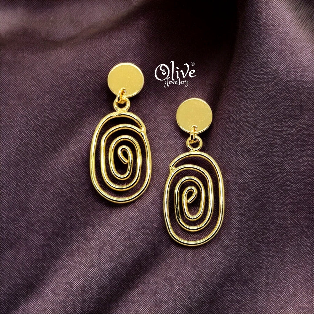 Golden Brass Earrings - 173