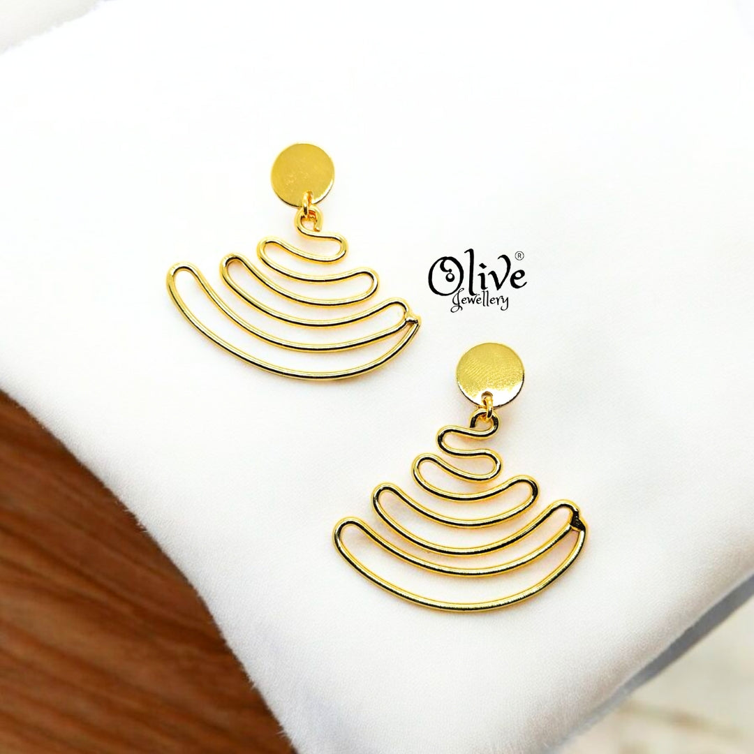 Golden Brass Earrings - 174