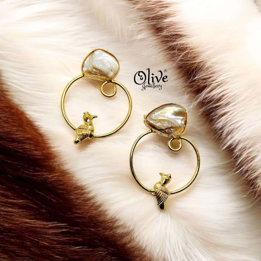 Golden Brass Earrings - 180