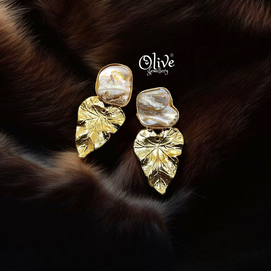 Golden Brass Earrings - 181