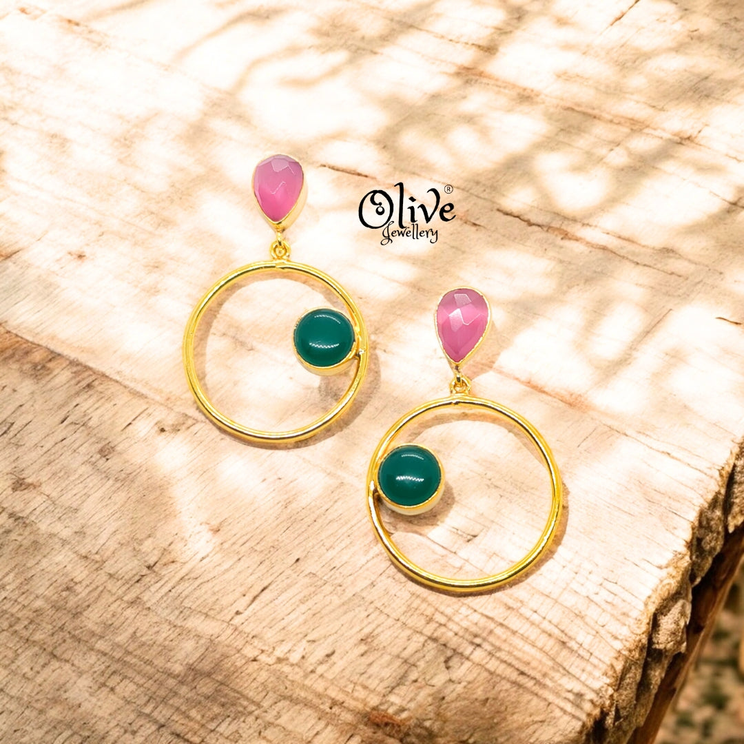 Golden Brass Earrings - 185