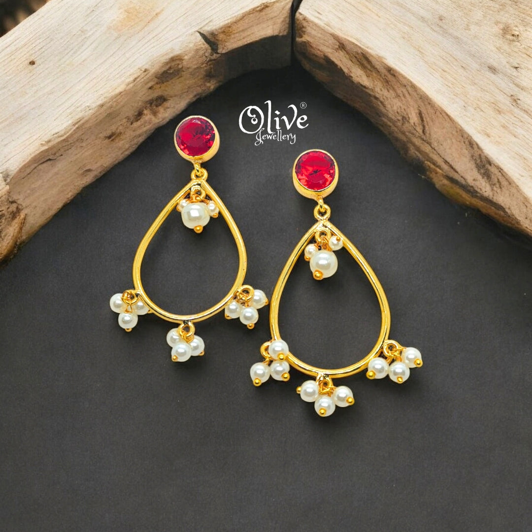 Golden Brass Earrings - 190