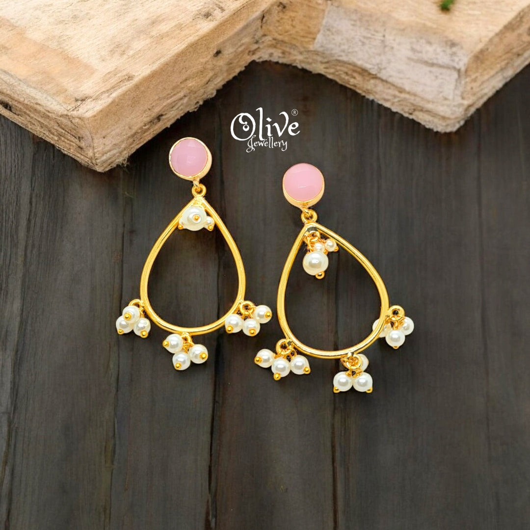 Golden Brass Earrings - 190