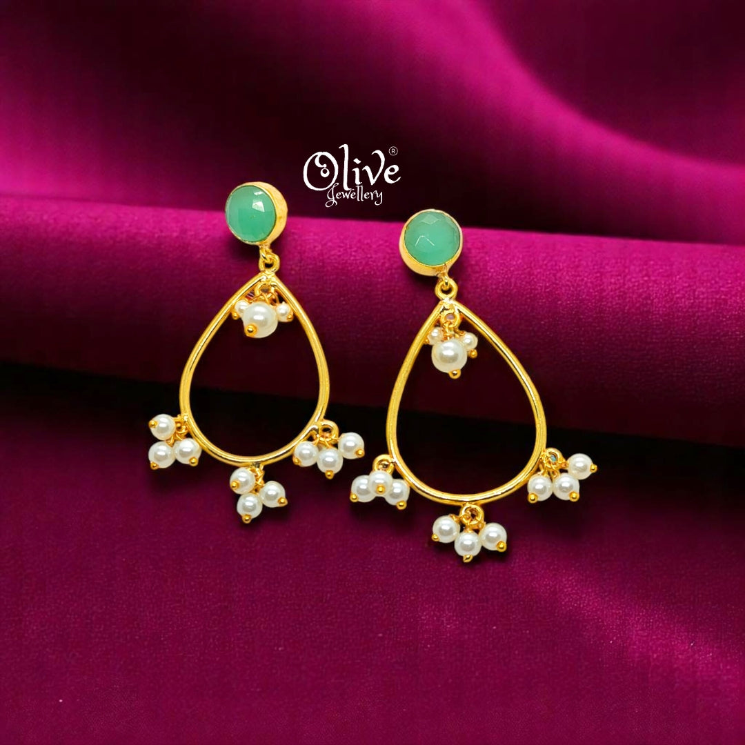 Golden Brass Earrings - 190