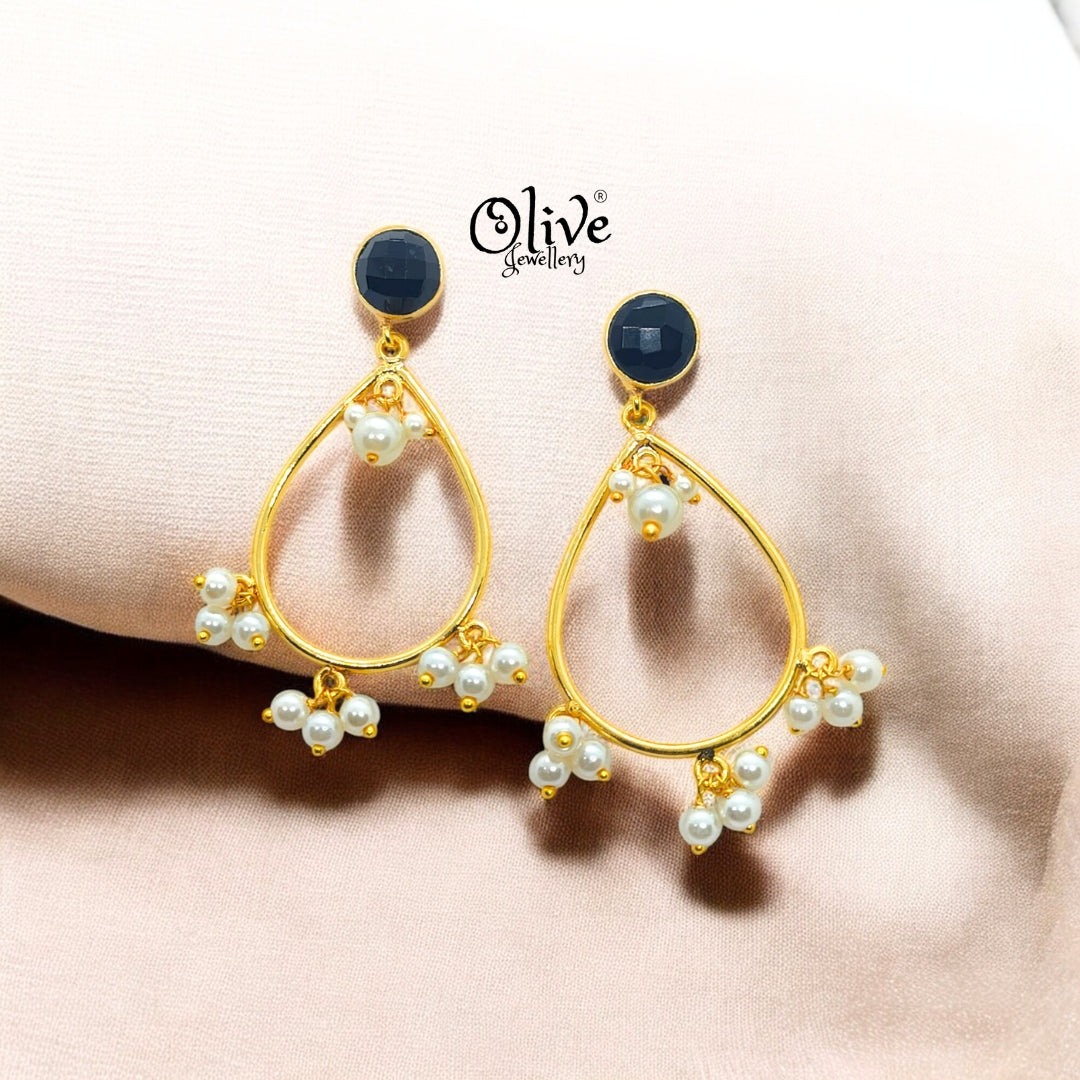 Golden Brass Earrings - 190