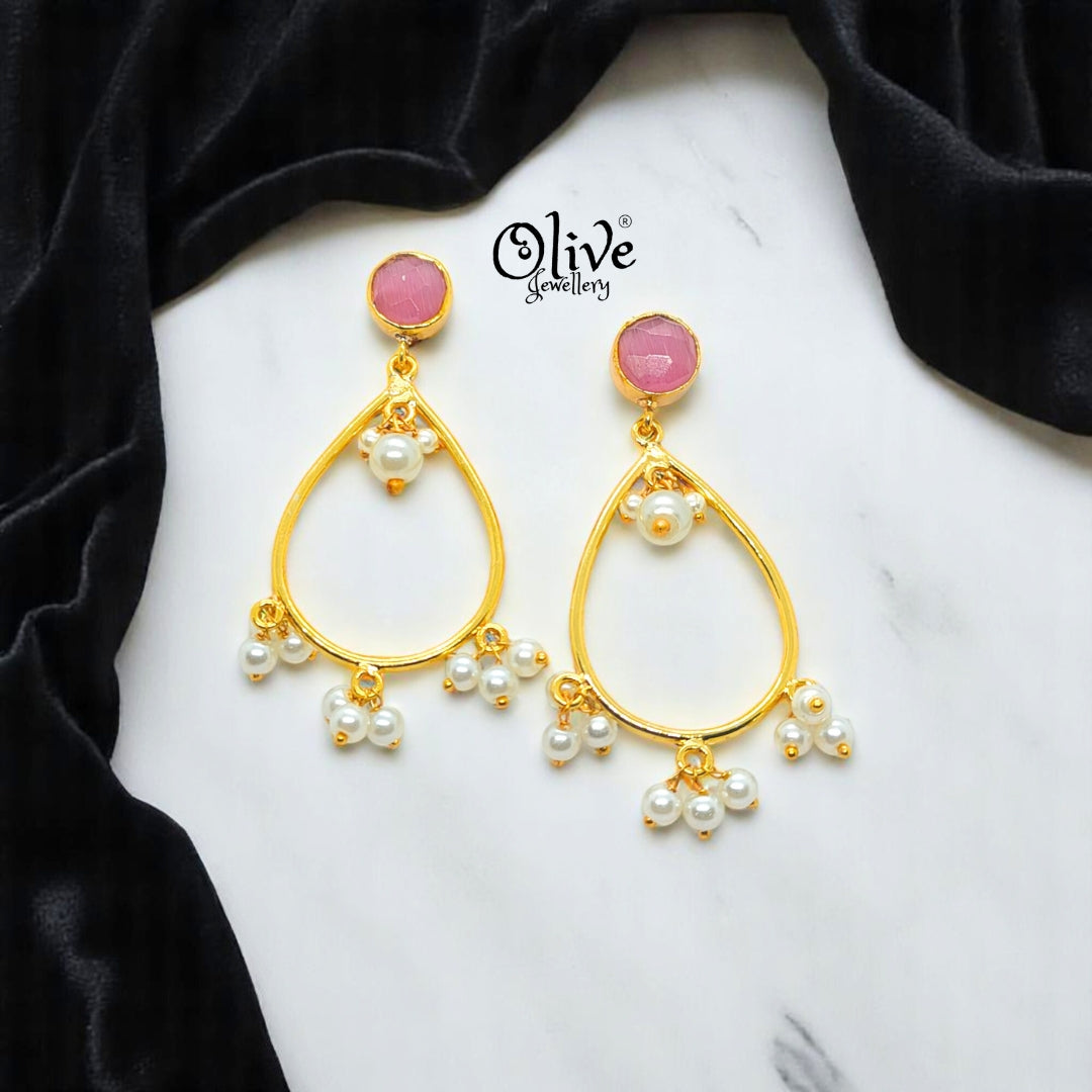 Golden Brass Earrings - 190