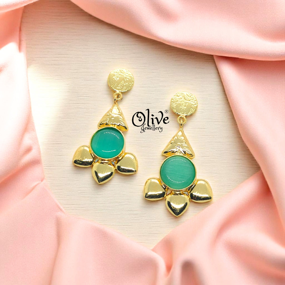 Golden Brass Earrings - 195