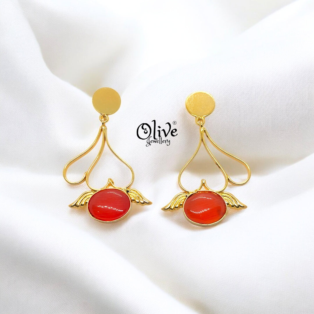 Golden Brass Earrings - 204