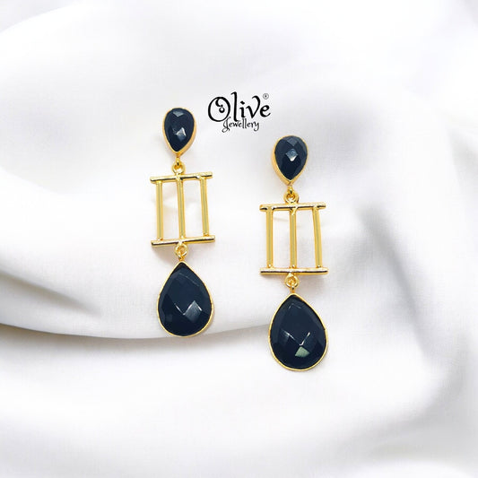 Golden Brass Earrings - 206