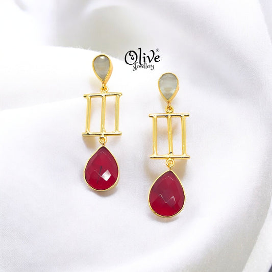 Golden Brass Earrings - 206