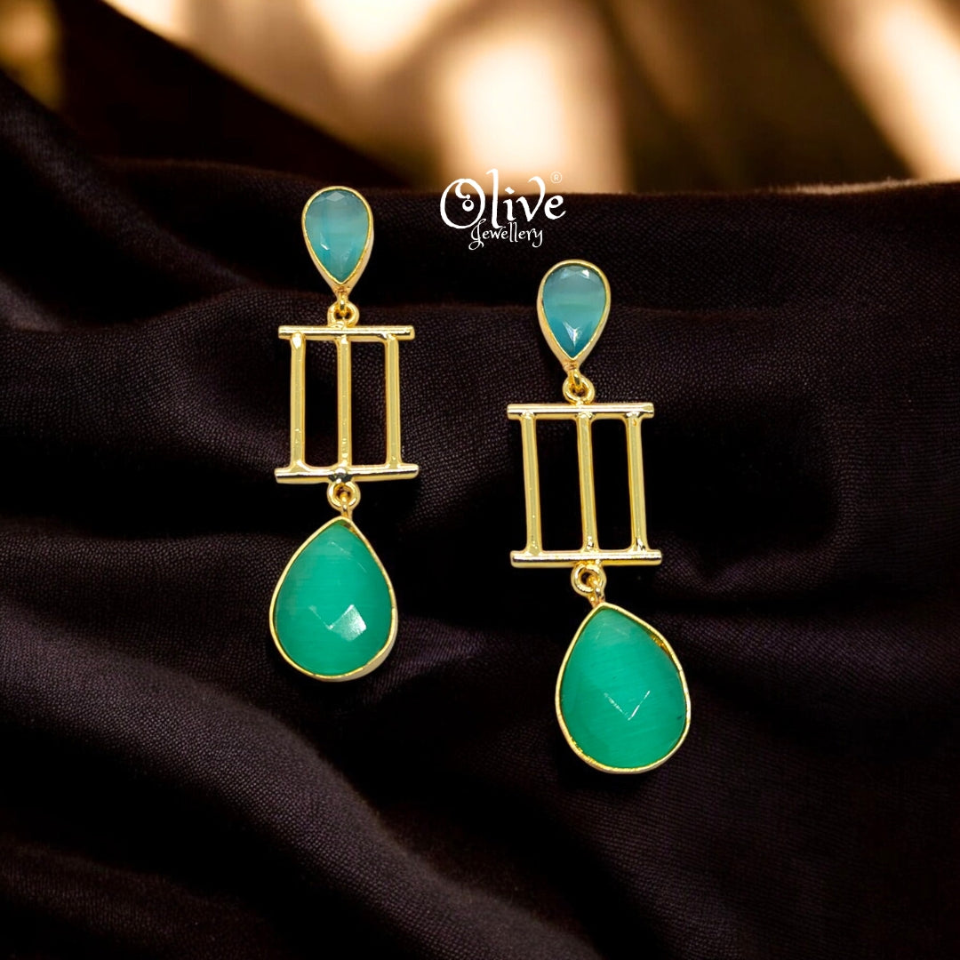 Golden Brass Earrings - 206