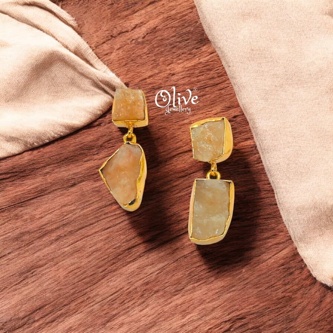 Golden Brass Earrings - 210