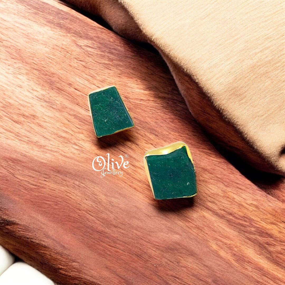 Golden Brass Earrings - 217