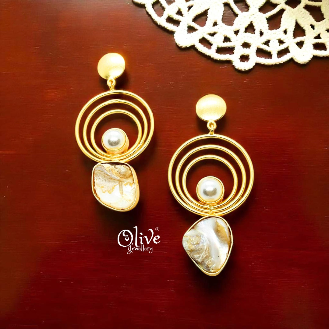 Golden Brass Earrings - 221