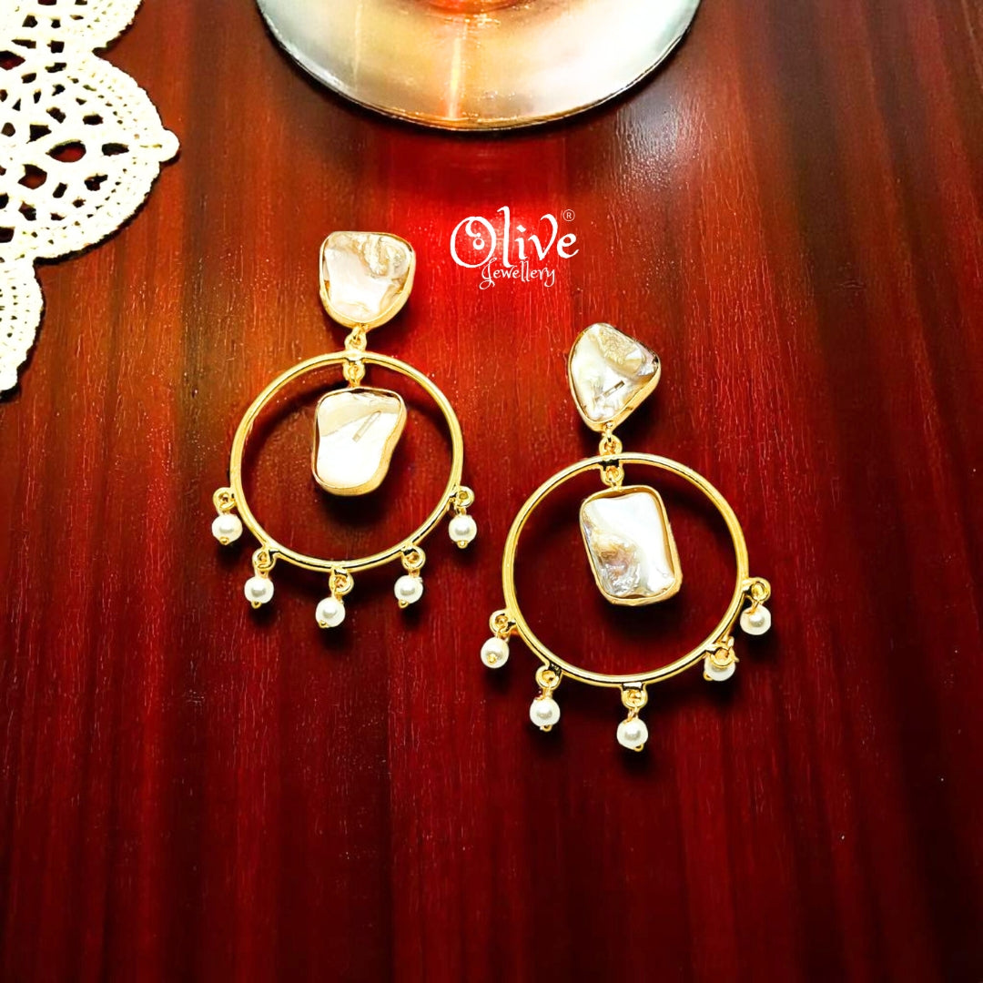Golden Brass Earrings - 222