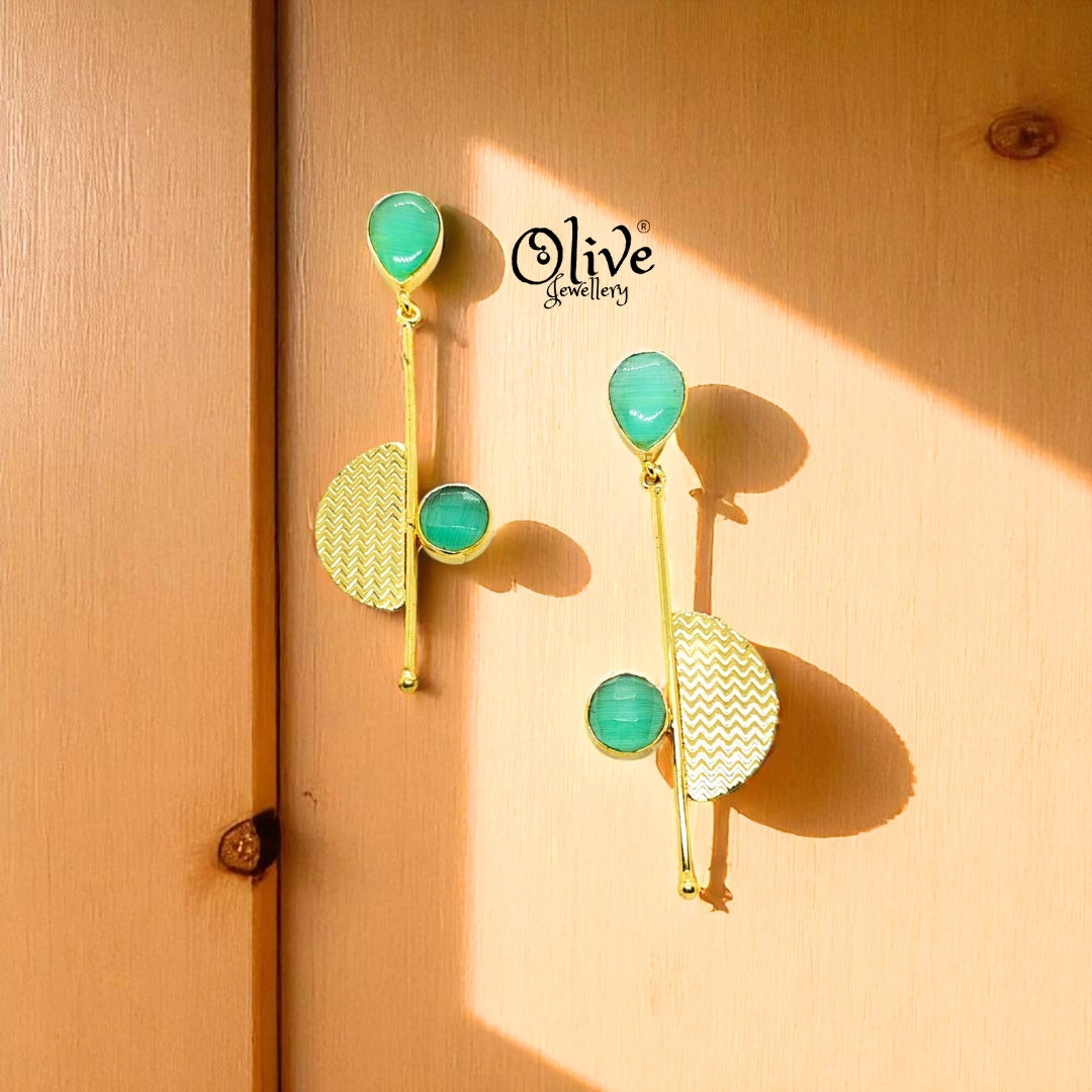 Golden Brass Earrings - 226