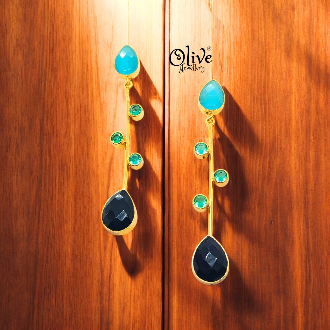 Golden Brass Earrings - 234