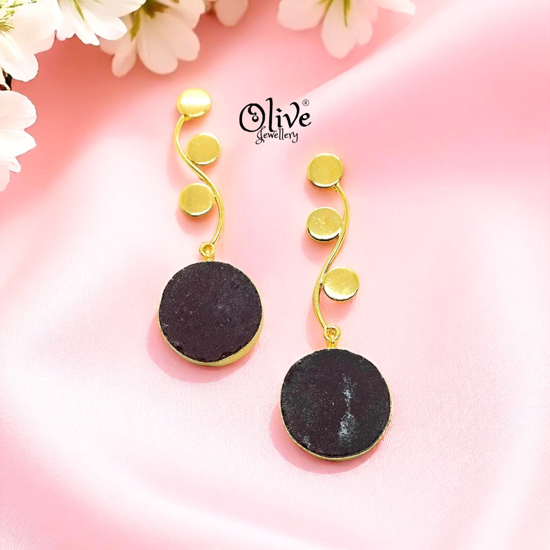 Golden Brass Earrings - 237