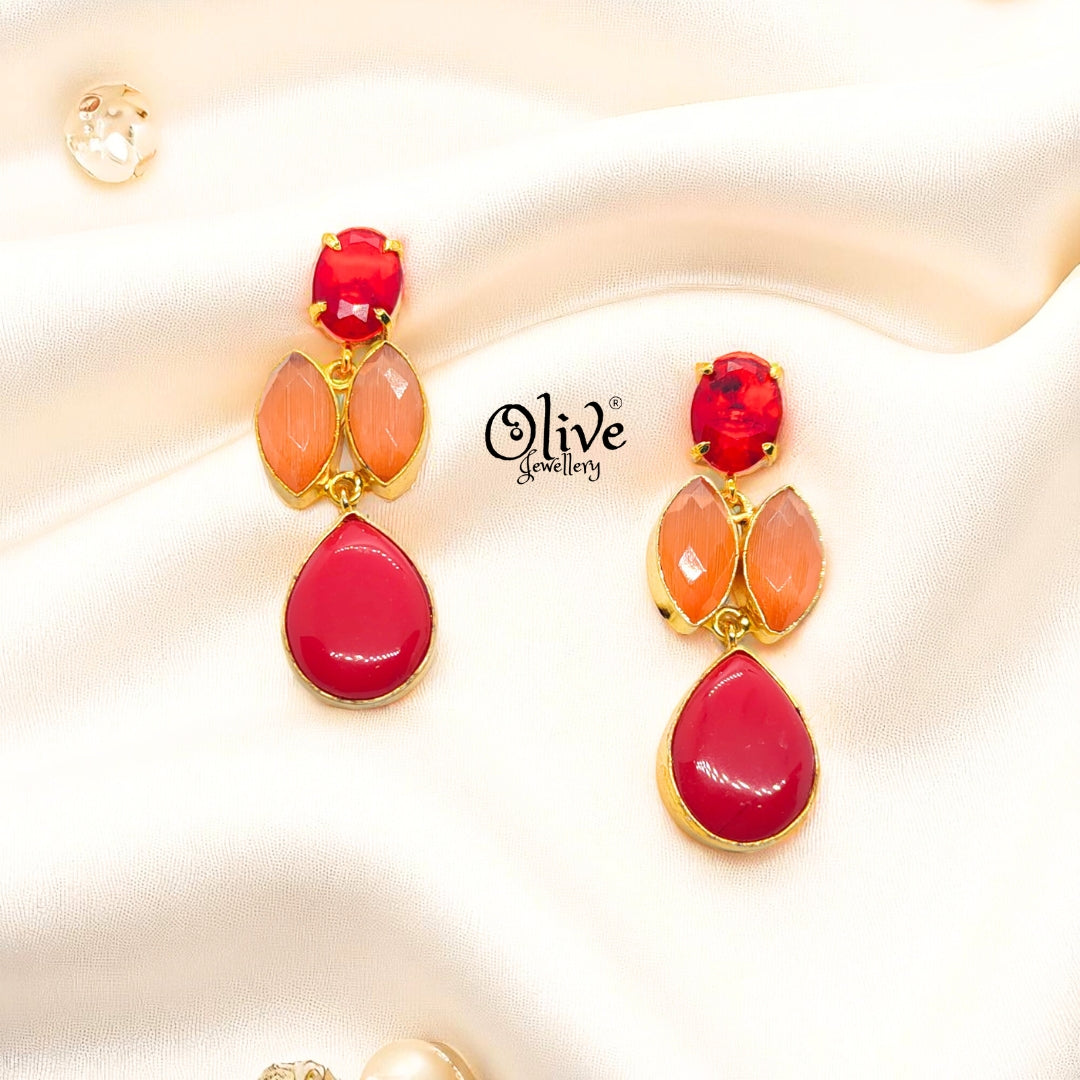 Golden Brass Earrings - 241