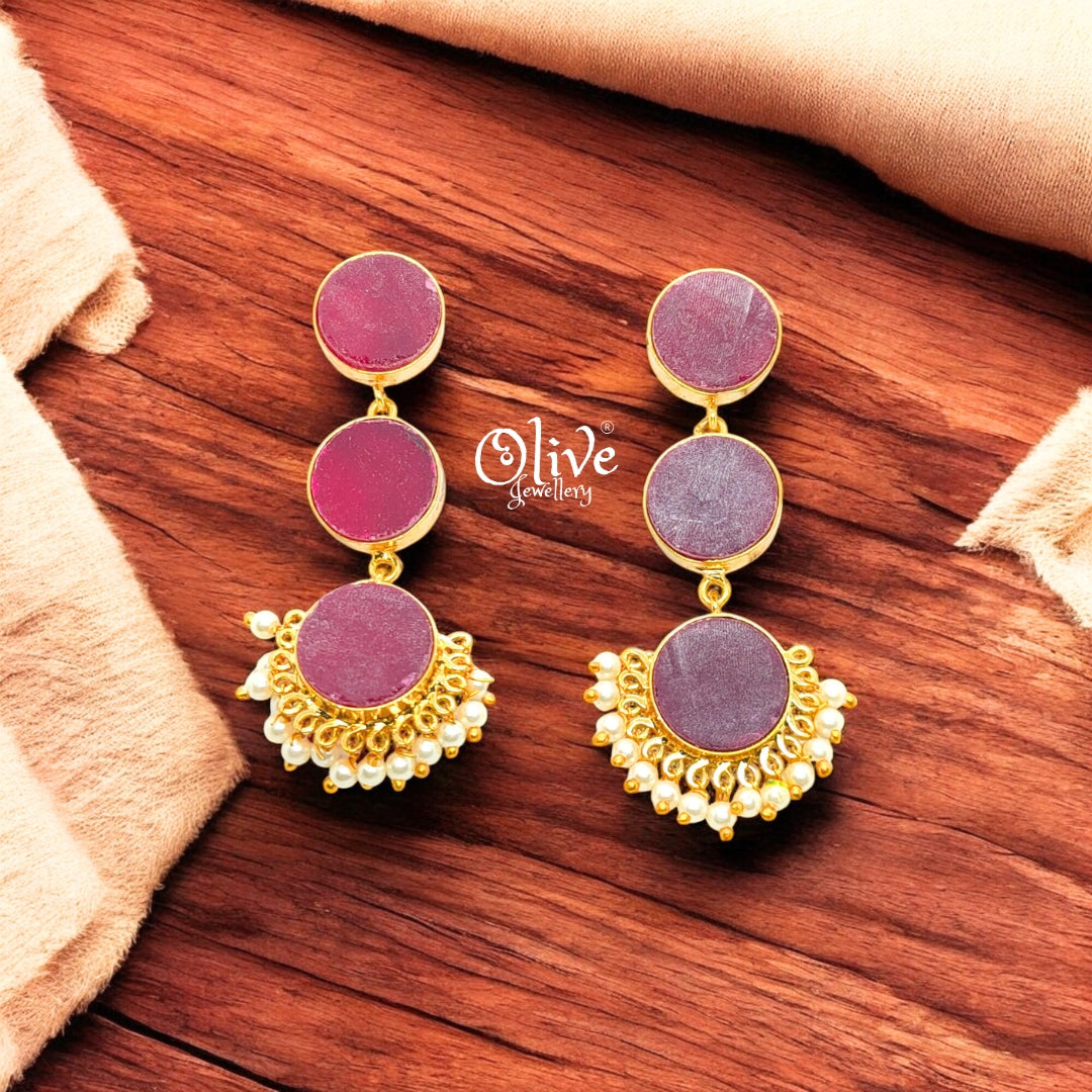Golden Brass Earrings - 246