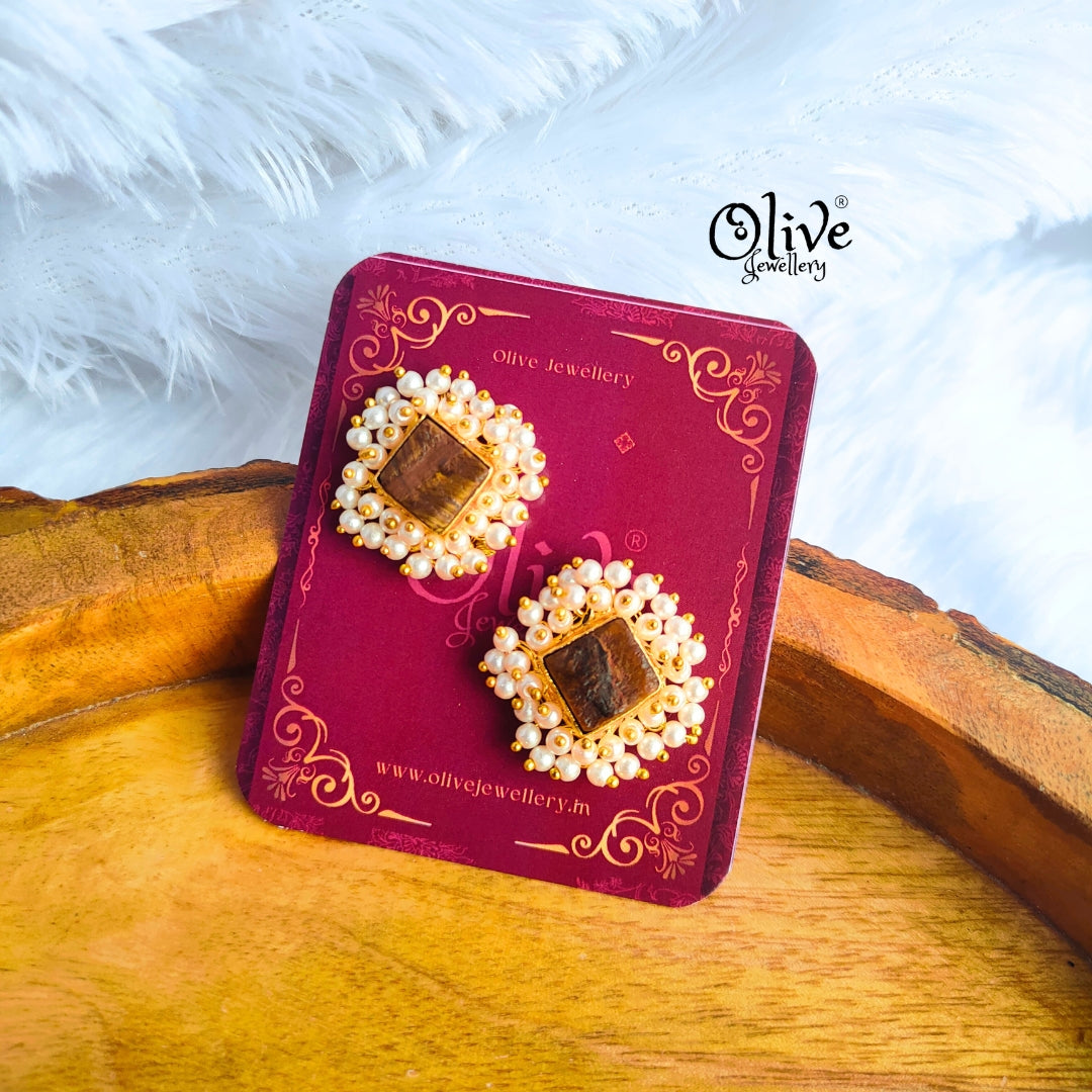 Golden Brass Earrings - 271