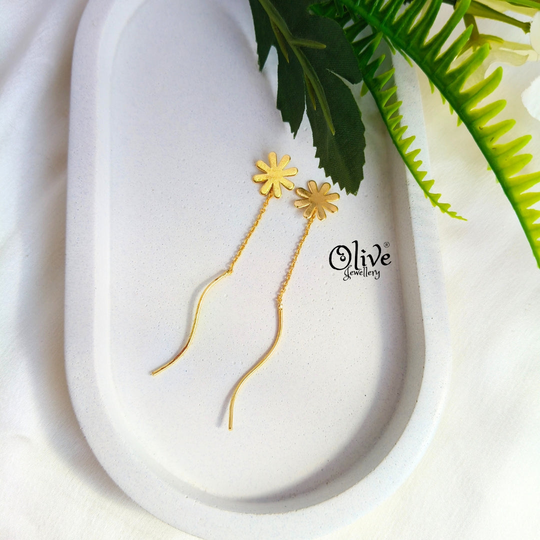 Golden Brass Earrings - 302