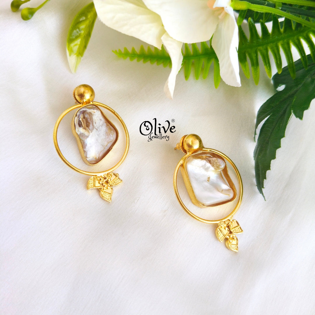 Golden Brass Earrings -303