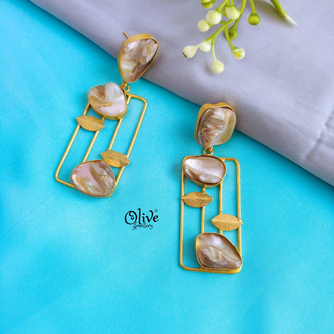 Golden Brass Earrings -315