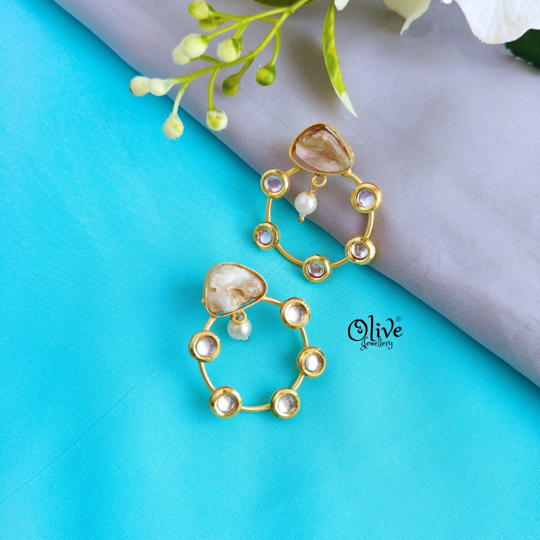 Golden Brass Earrings -316