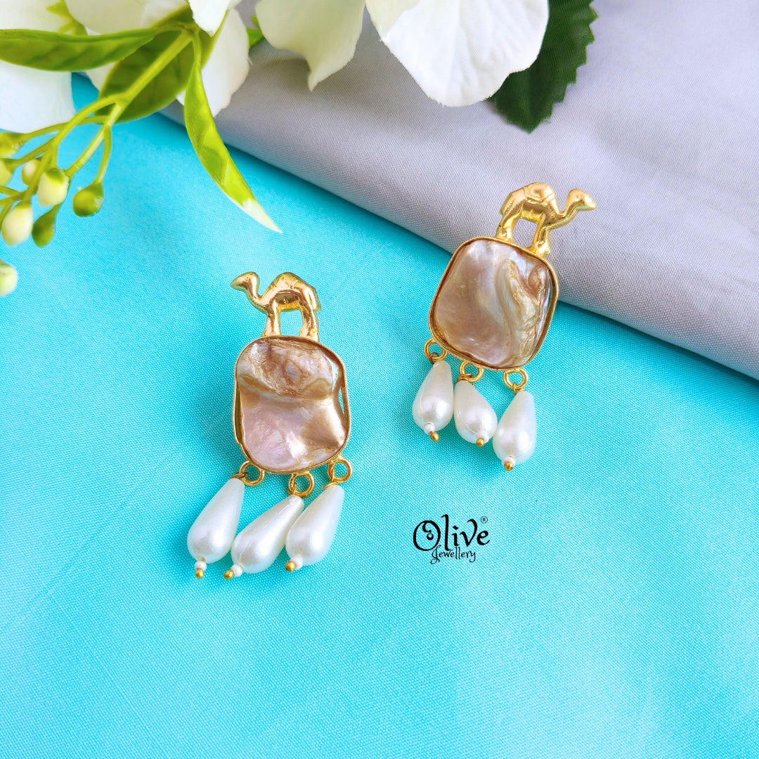 Golden Brass Earrings -319