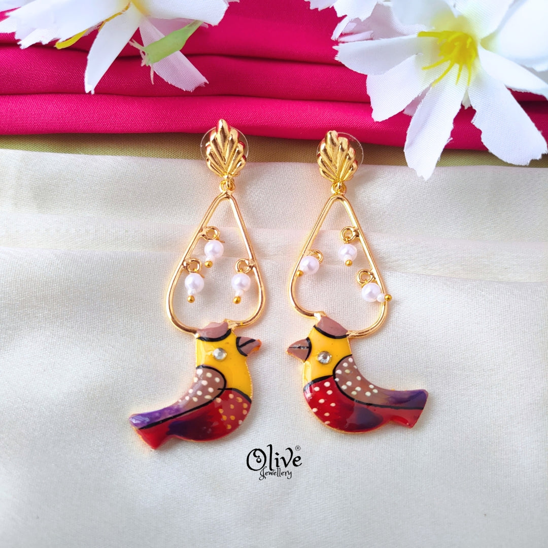 Meenakari Birds Earrings - 344