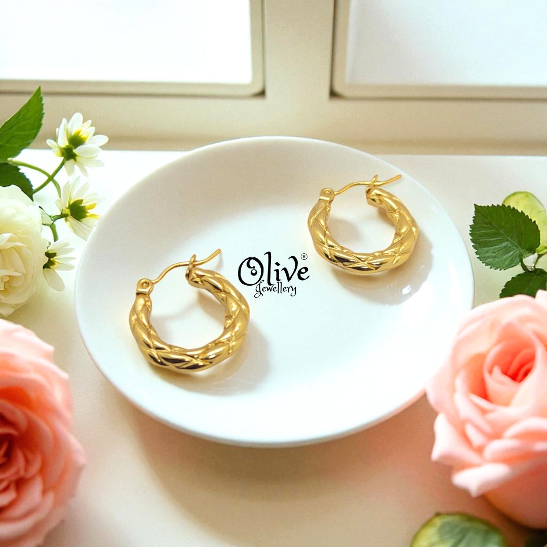 Golden Hoops Earrings - 14