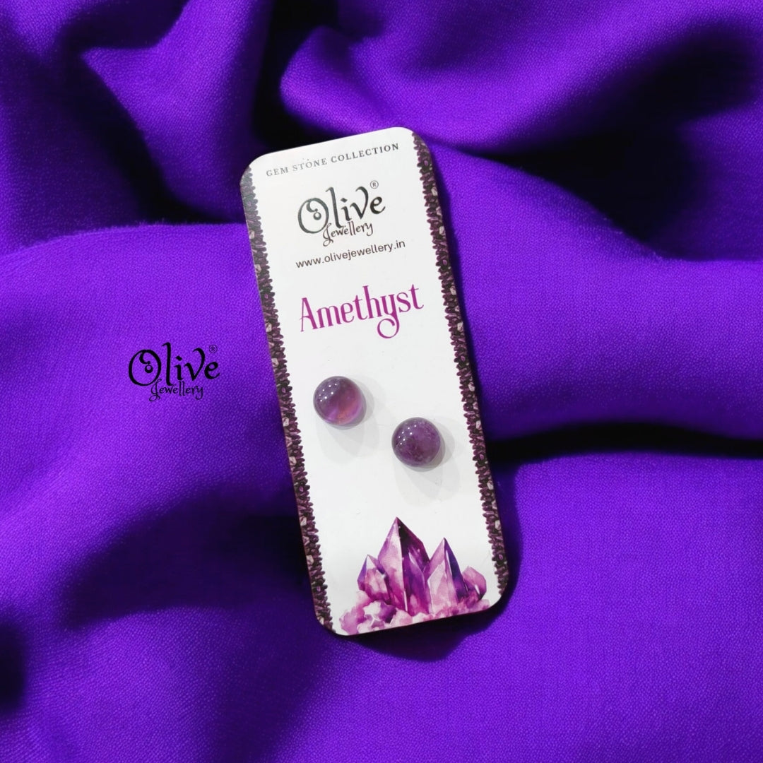 Gem Stone Studs - Full Finished -Round Shape