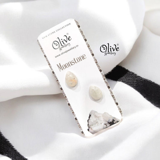 Gem Stone Studs - Full Finished - Drop Shape