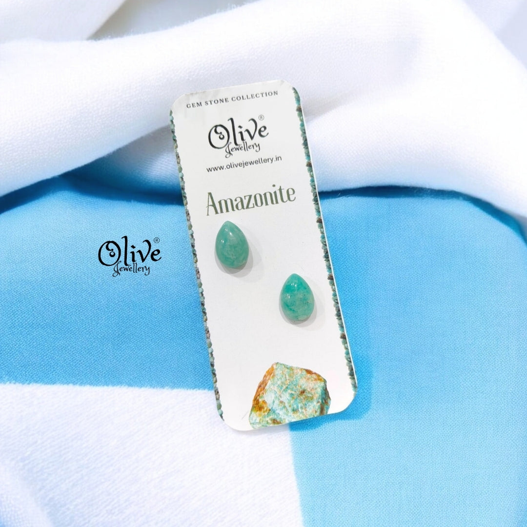 Gem Stone Studs - Full Finished - Drop Shape