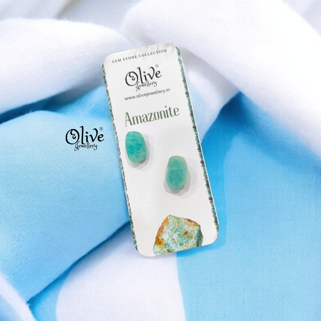 Gem Stone Studs - Raw Fitting - Rough  Shape