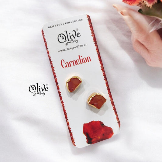 Gem Stone Studs - Collet Fitting - Rough  Shape