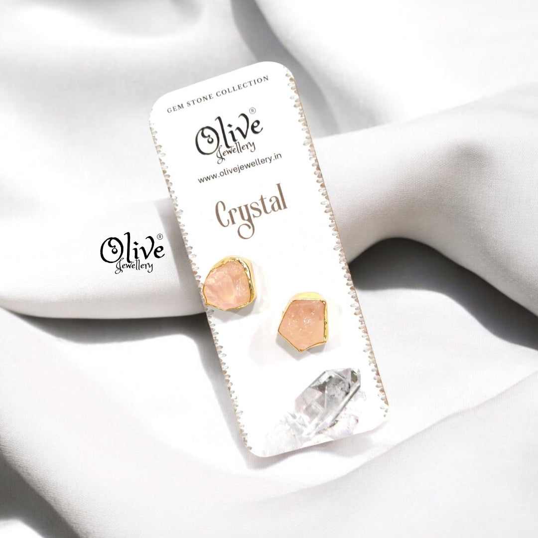 Gem Stone Studs - Collet Fitting - Rough  Shape