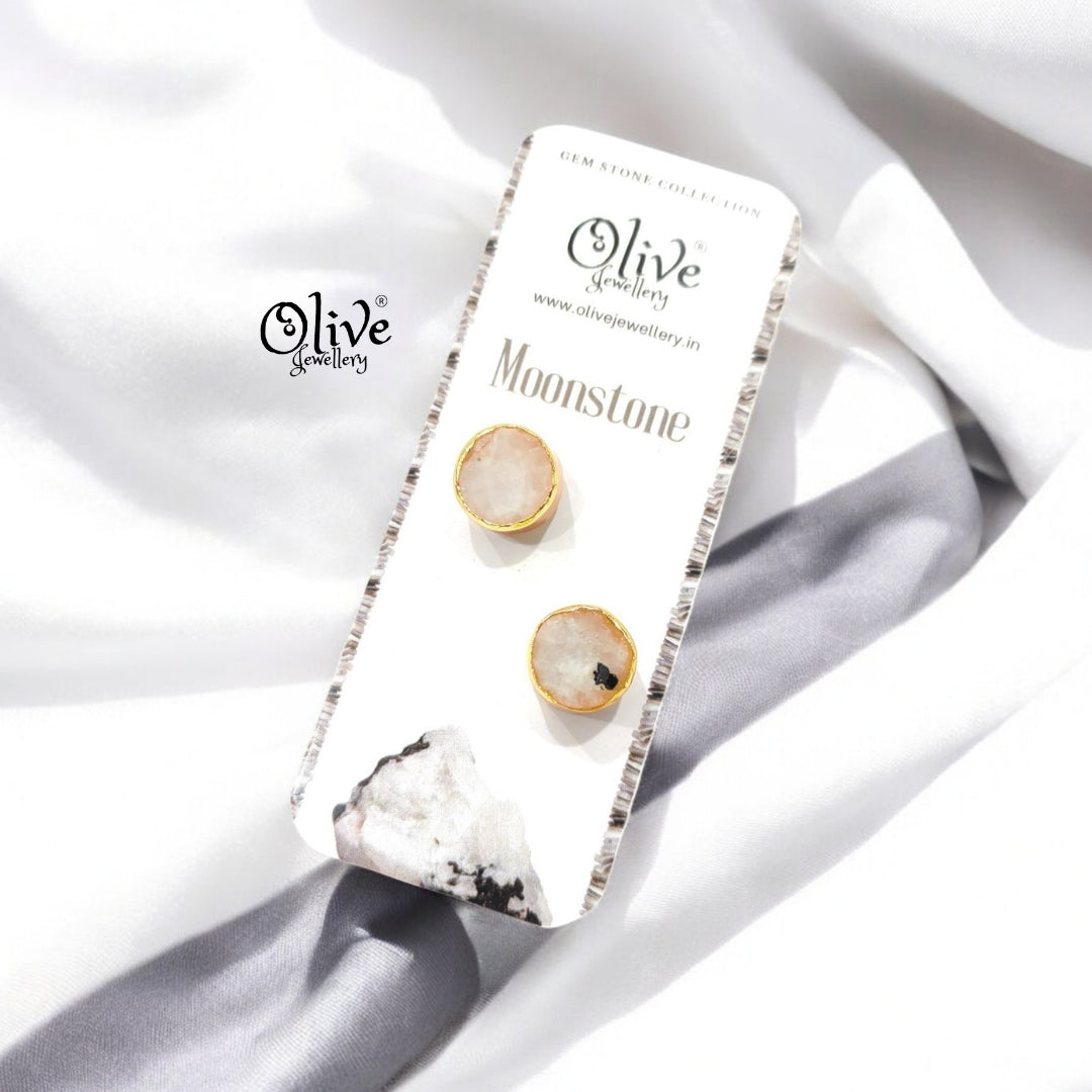 Gem Stone Studs - Collet Fitting - Round - Medium Size