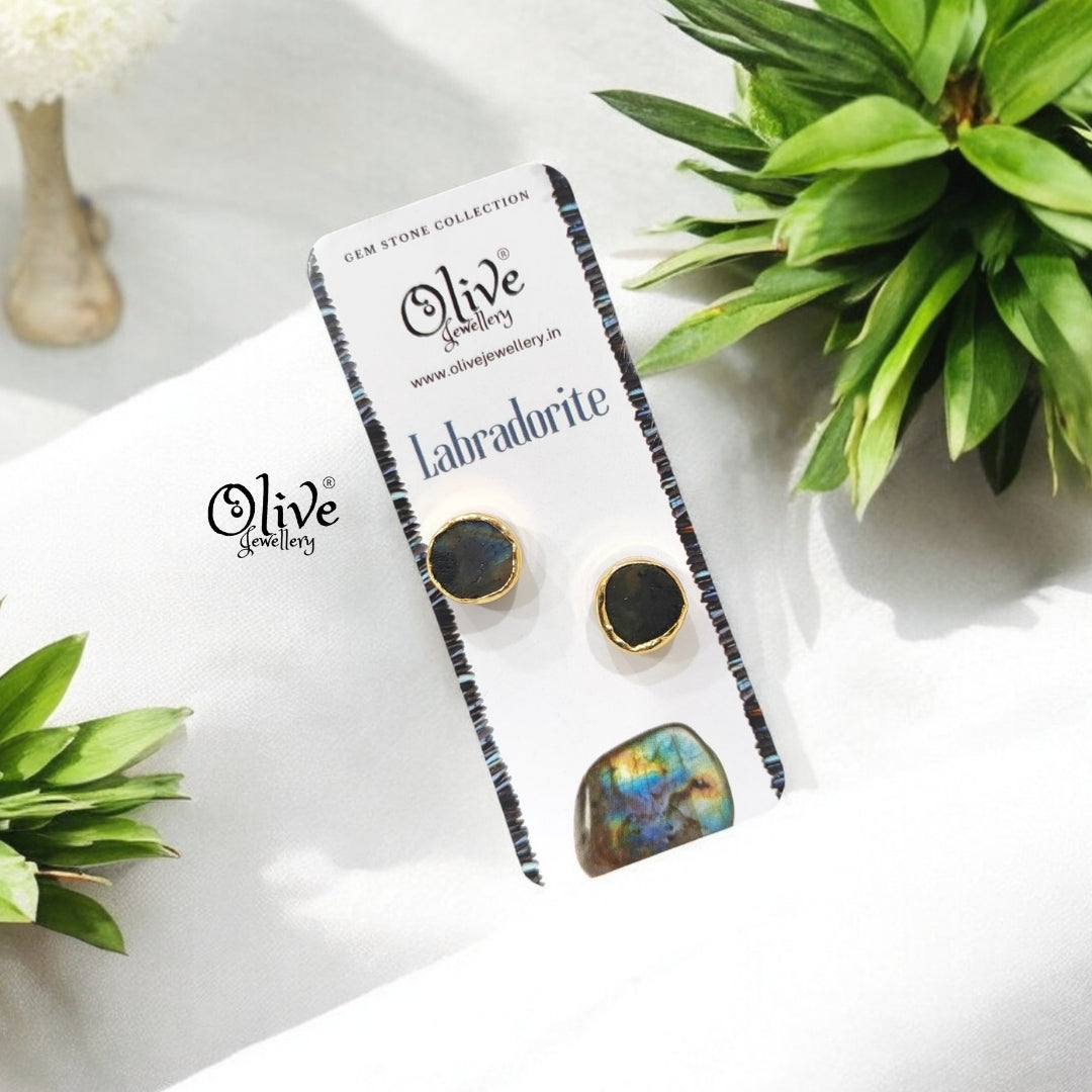 Gem Stone Studs - Collet Fitting - Round - Medium Size